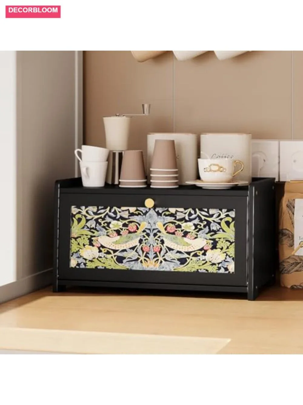 Bamboo Bread Box for Kitchen Counter with Acrylic Door - Farmhouse Storage
